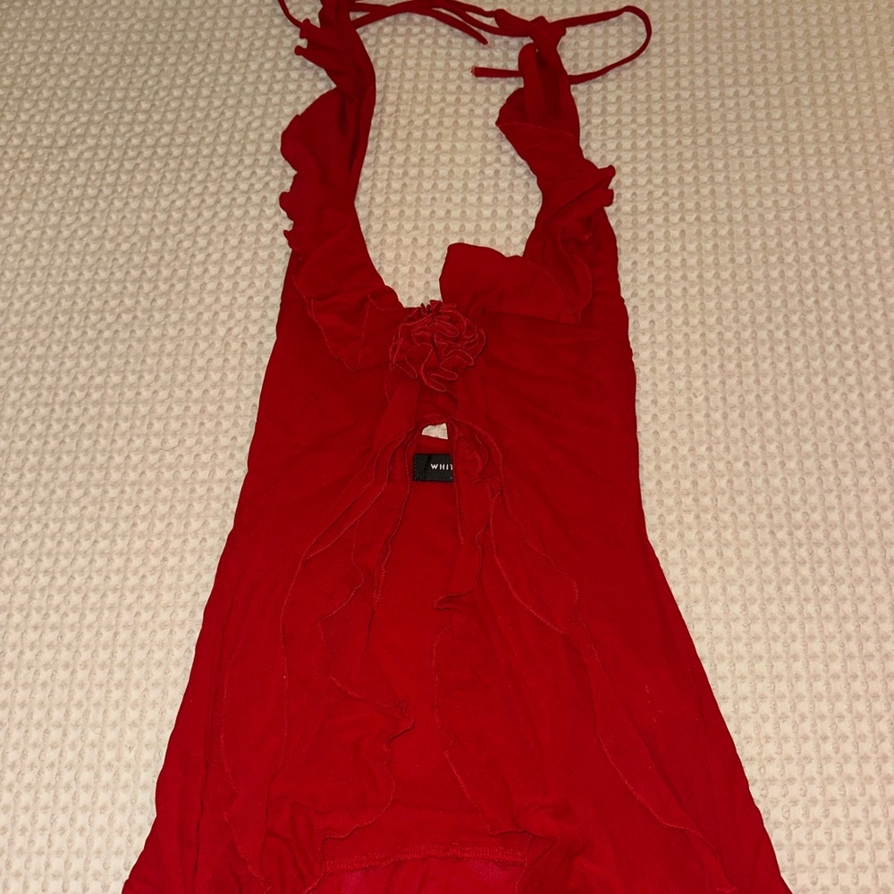 Rose Red Ruffle Halter Top